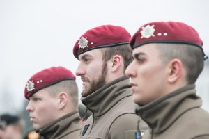  NATO priešakinių pajėgų bataliono karius Lietuvos narystės Aljanse 15-ųjų metinių proga pasveikino viceministras V. Umbrasas kartu su Seimo pirmininku