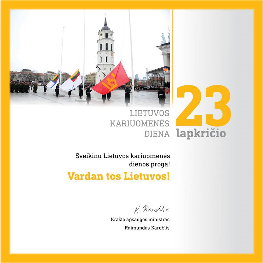 Krašto apsaugos ministras sveikina Lietuvos kariuomenės dienos proga