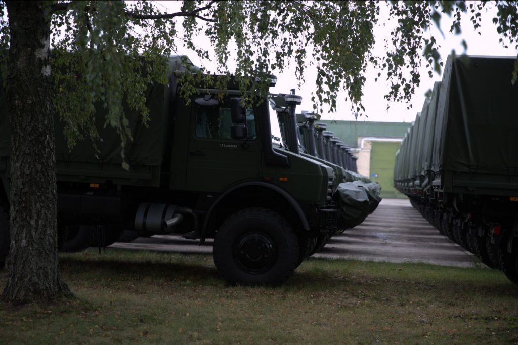 Shipment of 142  brand new Unimog trucks transferred to the Lithuanian Armed Forces