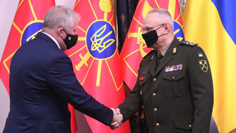 Krašto apsaugos ministras A. Anušauskas lankosi Ukrainoje