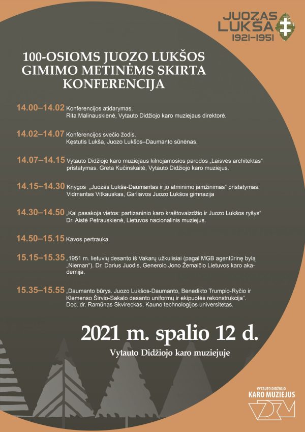  Karo muziejuje – 100-osioms Juozo Lukšos gimimo metinėms skirta konferencija
