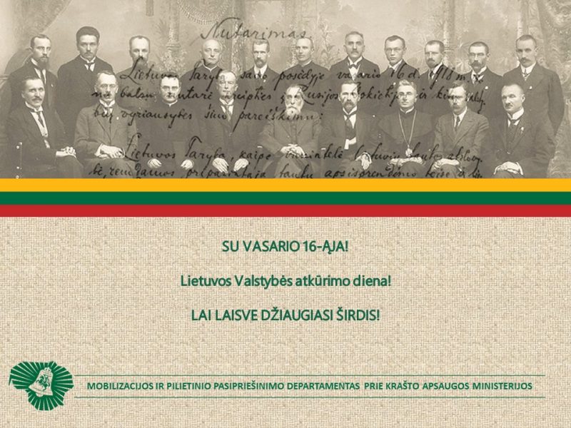 Sveikiname Lietuvos valstybės atkūrimo dienos proga