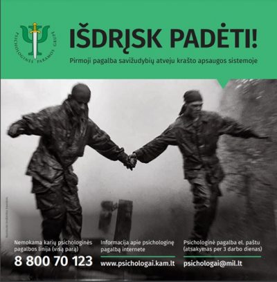 Brošiūra. “IŠDRĮSK PADĖTI! Pirmoji pagalba savižudybių atveju“, KMT, 2019.