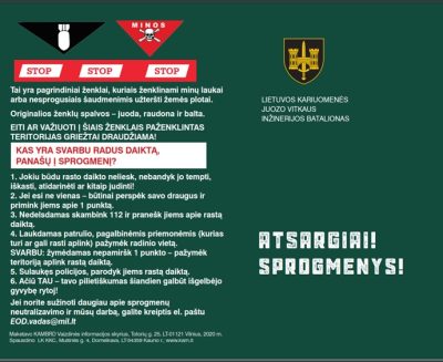 Lankstinukas. “ATSARGIAI! SPROGMENYS!”, LK IB, 2020.