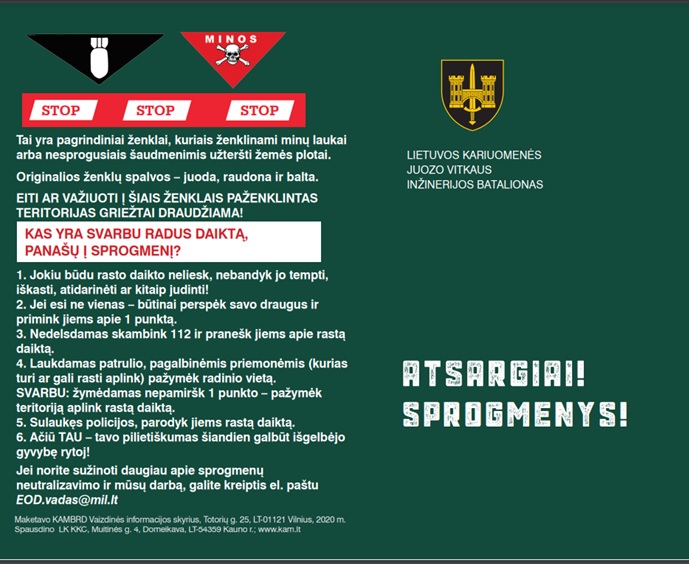 Lankstinukas. “ATSARGIAI! SPROGMENYS!”, LK IB, 2020.