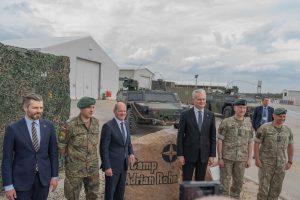 Nauseda Scholzas Abukevicius Rupsys Chancellor of Germany Olaf Scholz visits German military deployed in Lithuania and expresses support to strengthening eastern NATO borders  
