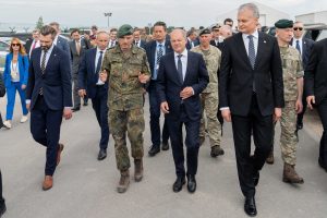 Nauseda Scholzas Abukevicius Chancellor of Germany Olaf Scholz visits German military deployed in Lithuania and expresses support to strengthening eastern NATO borders  