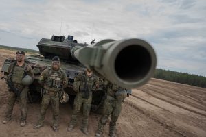  Chancellor of Germany Olaf Scholz visits German military deployed in Lithuania and expresses support to strengthening eastern NATO borders  