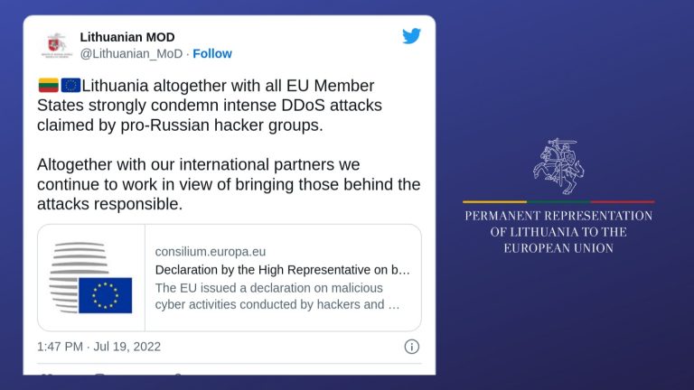 EU strongly condemns the pro-Russia hacker attacks against Lithuania and other countries &nbsp;
