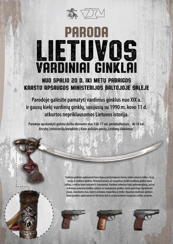  Krašto apsaugos ministerijoje atidaryta paroda „Lietuvos vardiniai ginklai“