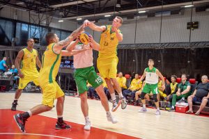  Ministras A. Anušauskas pasveikino pasaulio kariškių 3x3 krepšinio čempionato laimėtojus ir organizatorius
