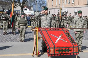  In a historical ceremony, the 1st Division of the Lithuanian Armed Forces  bestowed with unit colors and command of all key Land Force units   